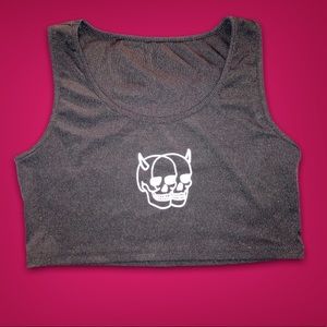 Black Skull Cropped Tank Top Shirt